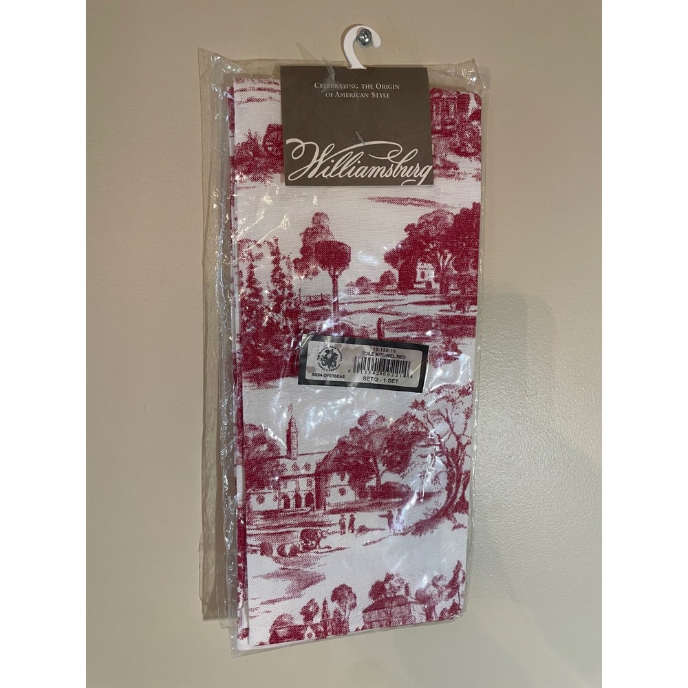 Williamsburg Kitchen Towel Red White Set of 2 India Overseas 10-138-16 NEW